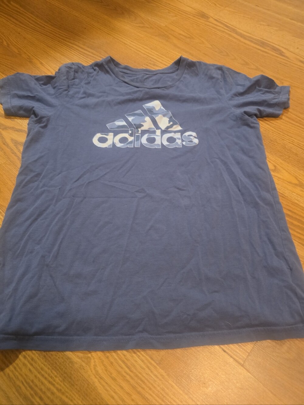 adidas Boys Blue Tee with Camo Trefoil Logo